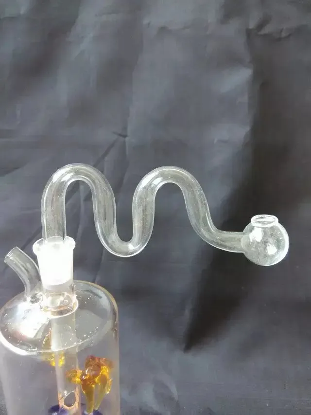 Krökt m baskar glas bongs tillbehör glas rökrör färgglada mini flerfärgade handrör bästa sked glas