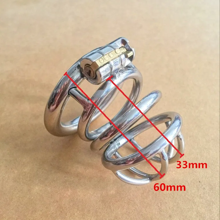 Kyskhet burängd 60mm, bur innerdiameter 33mm manliga kyskhetsanordningar Liten kyskhet CB Male Chastity Cock Cage för män