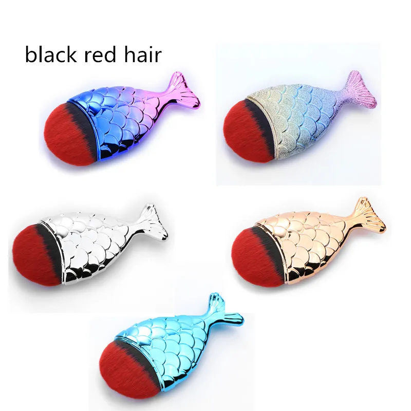 人魚の化粧ブラシ財団の輪郭の魚のスケール合成髪の美容化粧品メイクアップブラシの道具