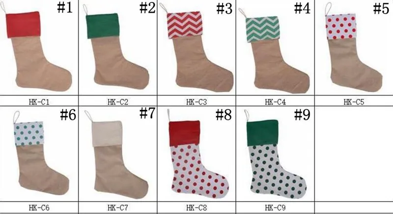 30 * 45cm Canvas Christmas Stocking Presentväska Julgransdekoration Socks Xmas 9 stilar Elk Colors Gratis frakt