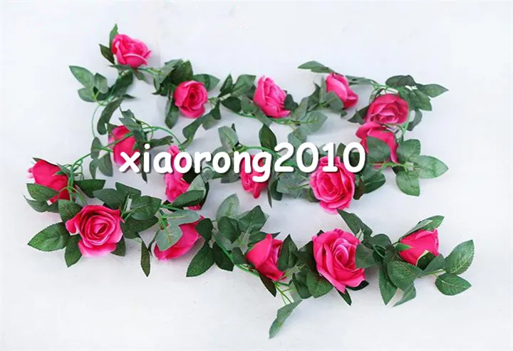 Europäische Seidenrosen-Blumenranke, 230 cm/90,56 Zoll Länge, künstliche Blumen, Rattan-Rosen, Kamella-Ranken für Hochzeitsdekorationen, 6 Farben erhältlich