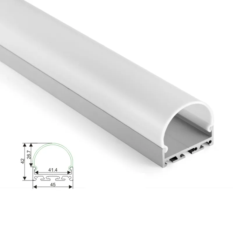 50 x 1m Sats / Round Form Aluminiumprofil LED Strip Light och Semi Circle Aluminium Channel för tak eller Inbyggd vägglampor