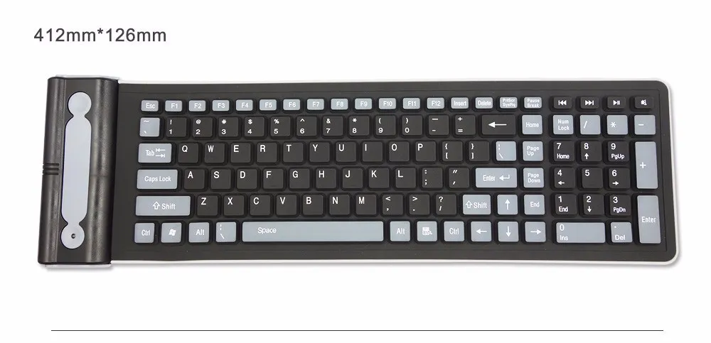 Przenośna bezprzewodowa klawiatura silikonowa 2.4G 107 klawiszy Elastyczna wodoodporna składana klawiatura Kieszonkowa gumowa klawiatura do laptopów PC