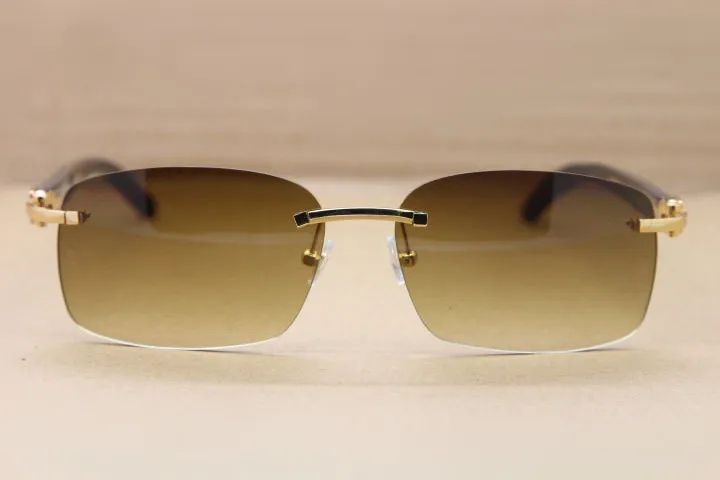 خمر مستطيل الأسود الجاموس القرن نظارات نظارات الرجال نظارات الشمس بدون شفة الطبيعة الطبيعة القرن النظارات 8200759 أعلى جودة 60-18-140 ملليمتر