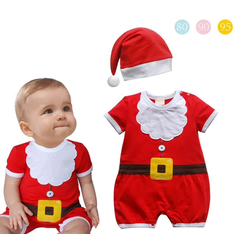 عيد الميلاد رومبير الطفل ارتداءها بيبي بوي فتاة بذلة الاطفال مجموعة ملابس عيد الميلاد ملابس الرضع + قبعة اثنين من قطعة ملابس الطفل