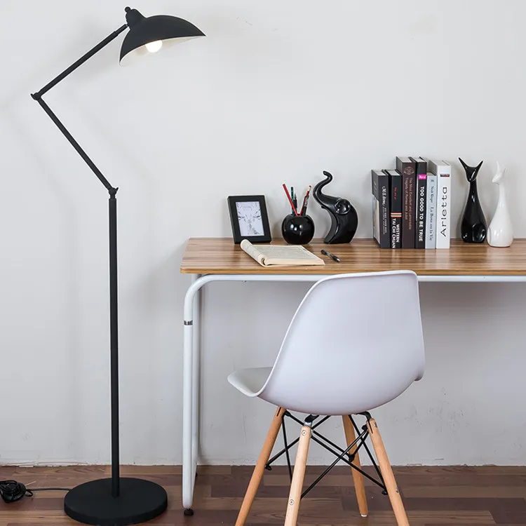 E27 Floor Reading Lamp Creative Modern Minimalist Stand Desk Light Metal Shade Standing Lamp for Bedroom