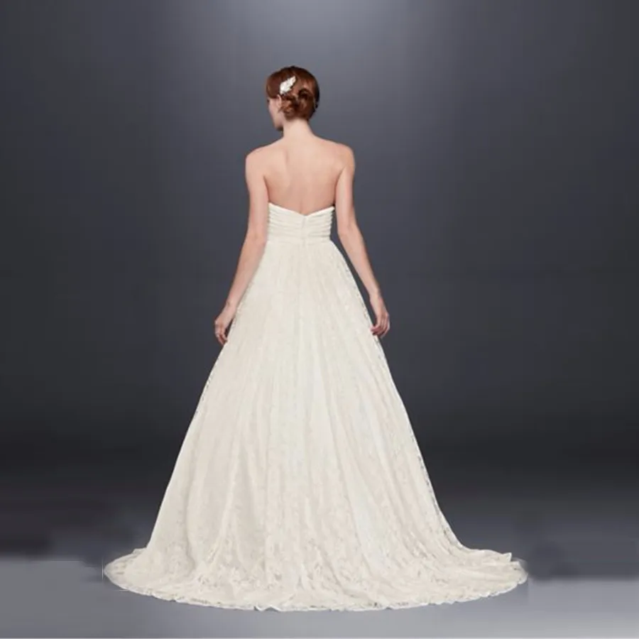 Simple Designer NEW Lace Sweetheart Wedding A Line Ruched Bodice flattering vestido de noiva Bridal Gowns WG3829