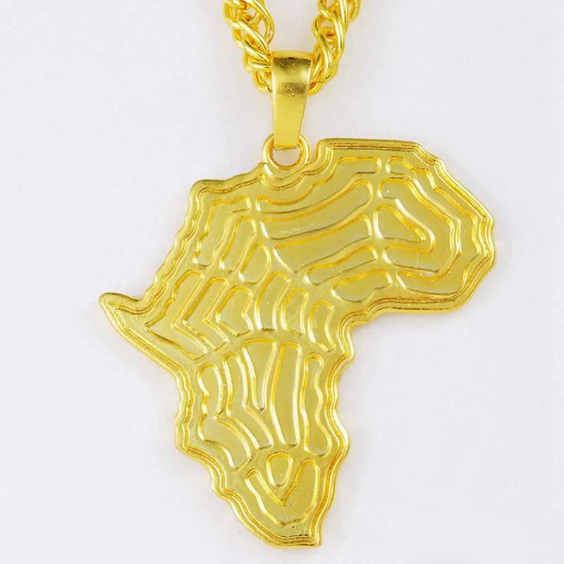 Africa Map Necklace Rhinestone Crystal Gold/Silver Color Hip Hop Pendant Necklaces Geometric Fashion Necklaces Christmas Gift