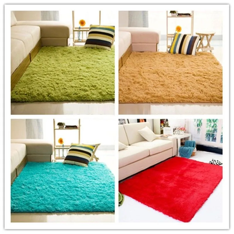 Fluffy Rugs Anti-Skid Shaggy Area Rug Dining Room Home Bedroom Carpet Floor Mat, 4 Sizes