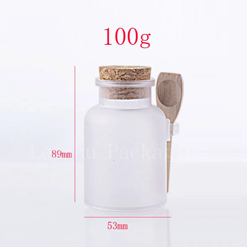 100g Empty Bath Salt Plastic Corked Bottle ,Round ABS Bath Salts Spoon