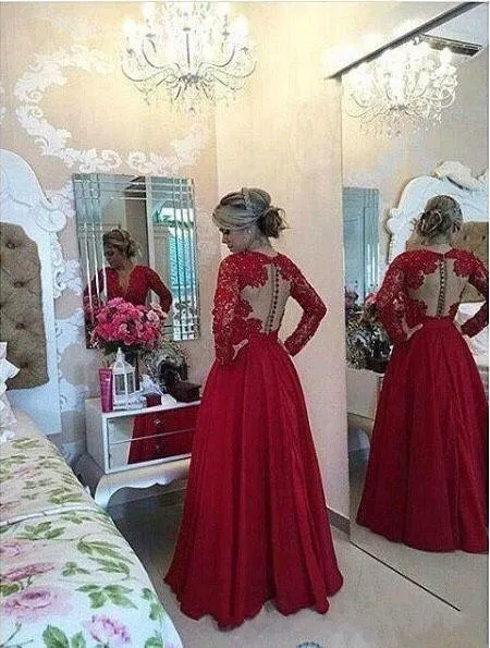 Vestido de festa de renda mangas compridas com decote em v vestido de noite com lantejoulas contas coral azul fúcsia partido mulheres vestidos de baile para ocasião especial