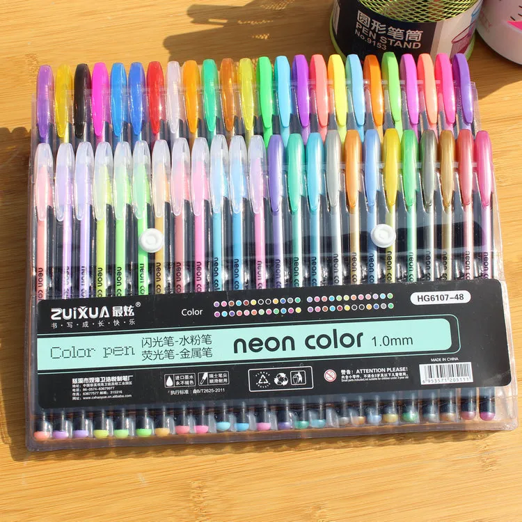 Wholesale 12/Soucolor Gel Pens Set With Refills Pastel, Neon, And