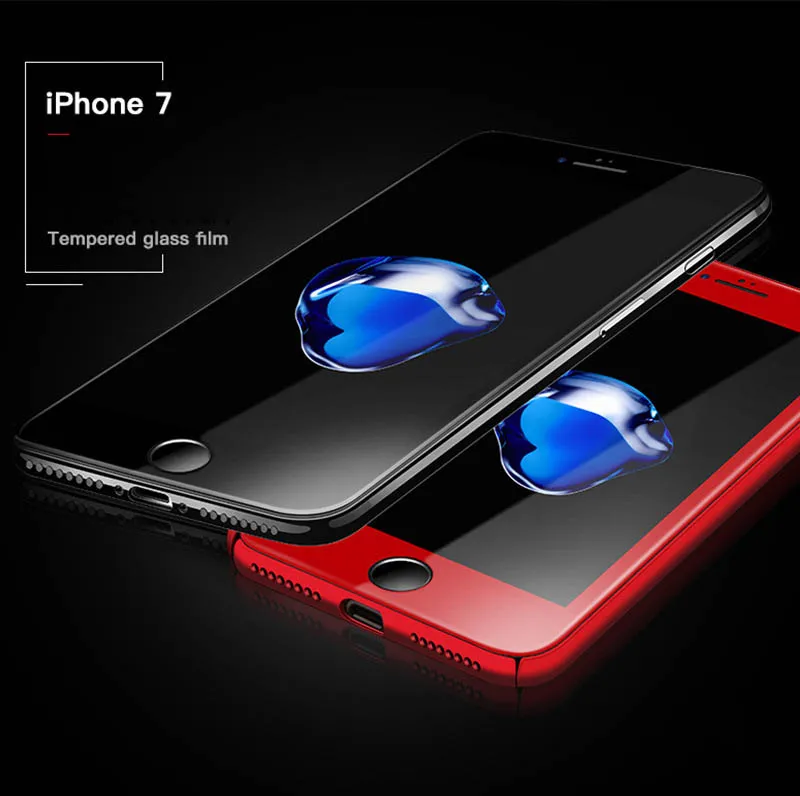 Luxe voor iPhone 7 Front Screen Protector 3D Full Cover Tempered Glass voor iPhone 7 Plus Red Anti Glare Film