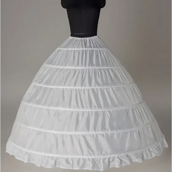 Bollklänning stora petticoats nya ankomst vit 6-hoops brud underskirt formell klänning crinolin plus storlek bröllop tillbehör till kvinna