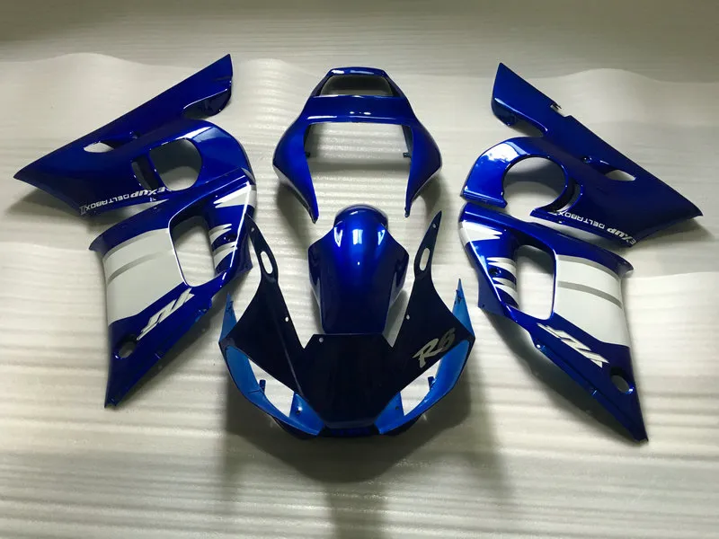 Motorcykel Fairing Kit för Yamaha YZFR6 1998 2002 YZF R6 YZF600 98 99 00 01 02 ABS Blue Fairings Set + 7 Gifts YM01