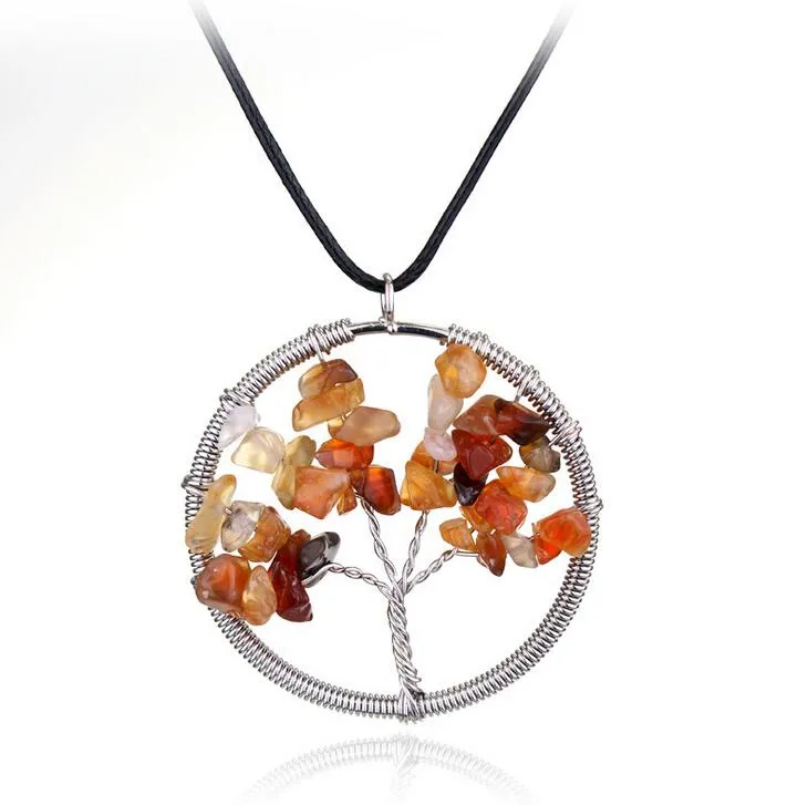 Hot sale Exaggerated natural crystal pendant life tree necklace necklace gravel pendant WFN074 with chain a 