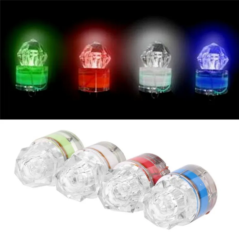 300 Uds 4 colores estilo diamante LED gota profunda pesca submarina luz intermitente cebo de pesca nocturna señuelo lámpara sumergible calamar estroboscópico