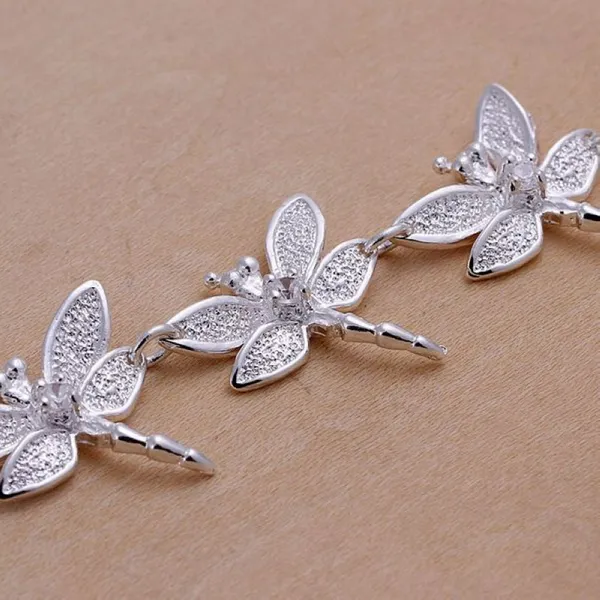 best gift Eight dragonfly bracelet 925 silver charm bracelet 20x1.7cm DFMWB121,women's sterling silver plated bracelet