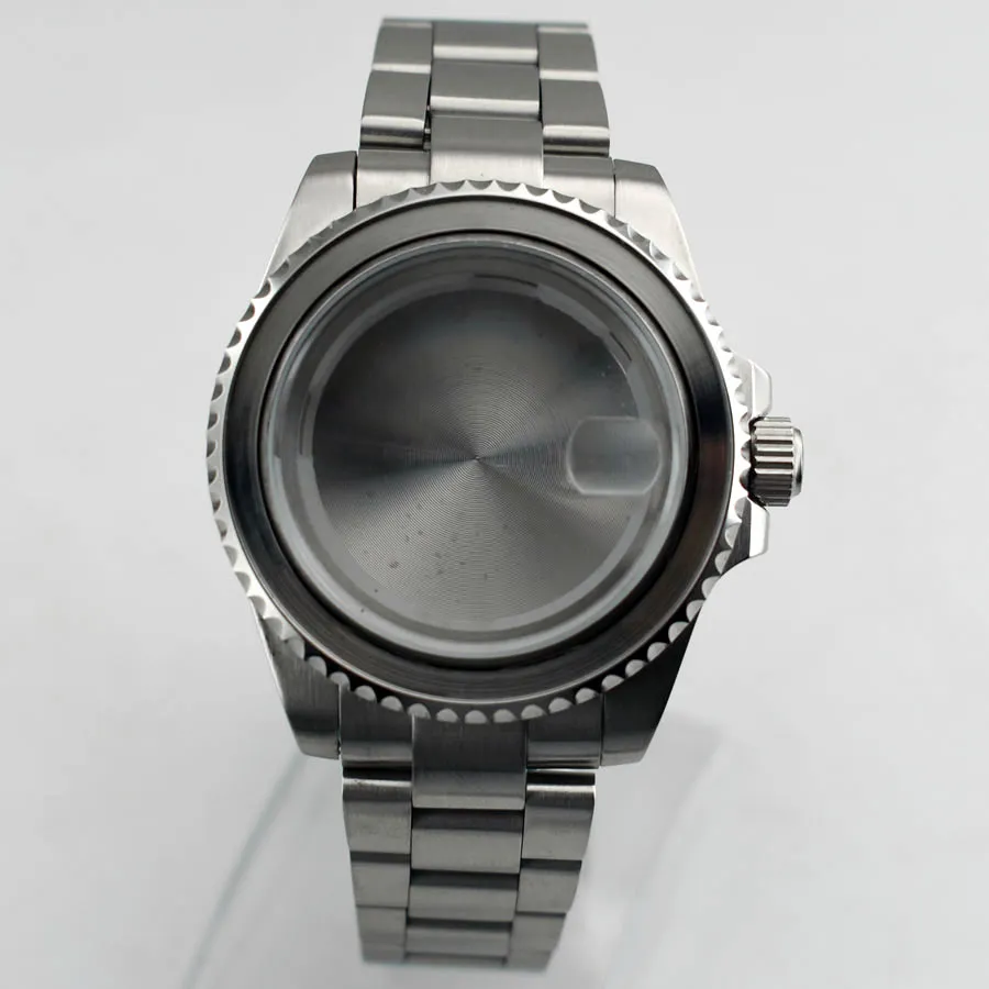 40mm caixa de vidro safira para eta 2836 mingzhu 2813 3804 miyota 82 prata aço inoxidável caso relógio para relógio masculino p620242h