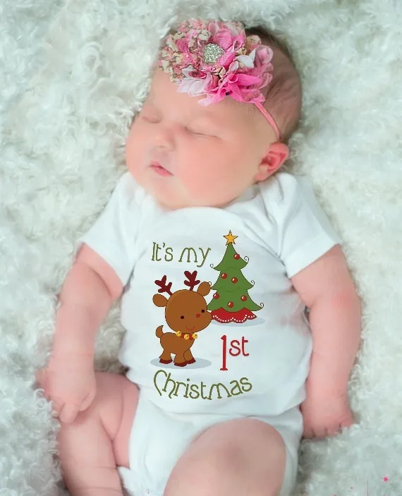 Mon premier noël bébé chemise nouveau-né à manches courtes Body coton bébé filles garçons corps vêtements combinaison Bodys8774317