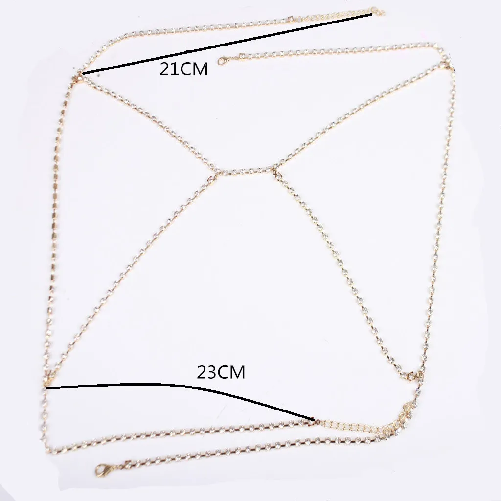 Mode Vrouwen Zilveren Strass Body Kettingen Sieraden Unieke Flash Glanzende Strass Bra Body Chains Sieraden 2 Kleuren