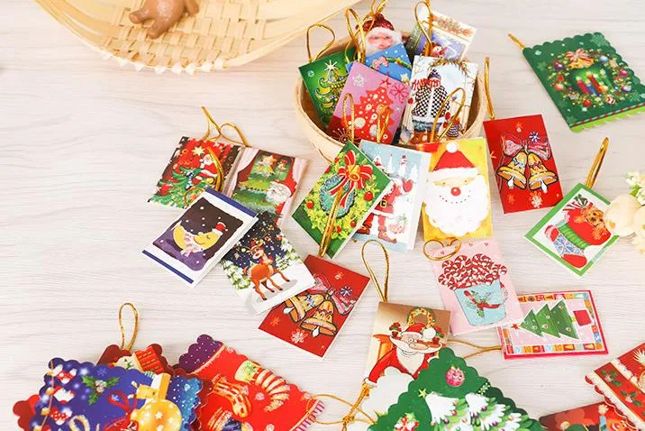 クリスマス グリーティング カード ホリデー新年 Festivel ウィッシュ ギフト カード招待状クリスマス ツリー ペンダント装飾装飾品をぶら下げ