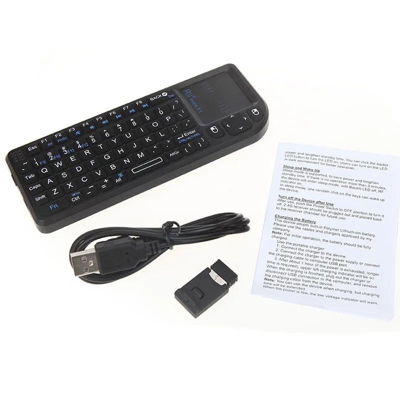 Rii Mini X1 Air Mouse Handheld 2.4G Wireless Keyboard Touchpad Air Mouse Gaming Keyboards for Laptop Notebook Smart TV Android TV BOX