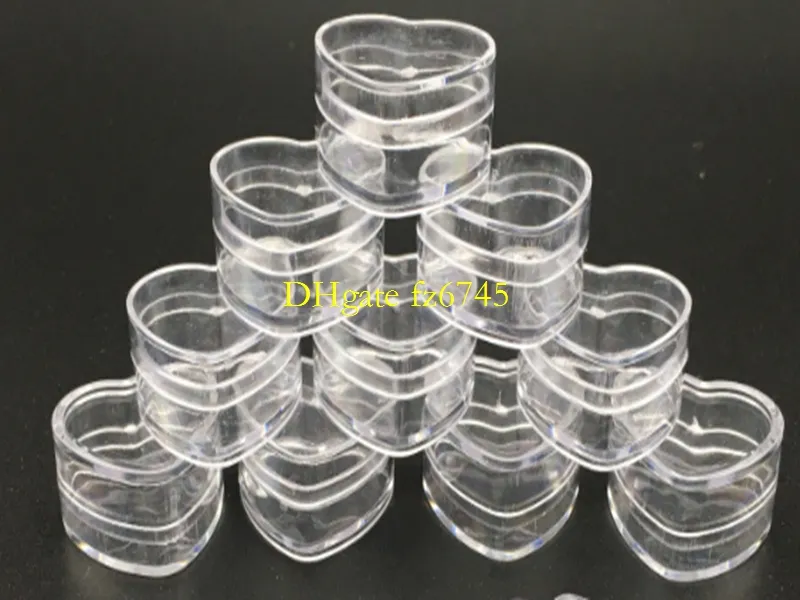 4g Heart Shape Clear Plastic Cream Jar 4cc PS Containers Empty Cosmetic Box