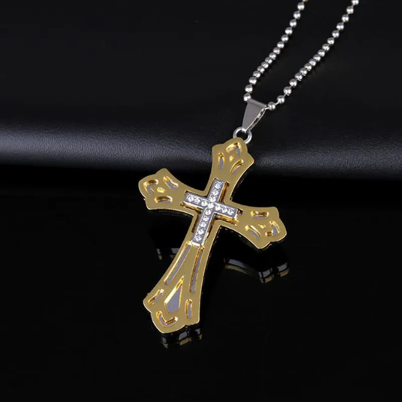 Nouveaux Designs Mode Hommes bijoux croix chrétienne pendentif en acier inoxydable métal grande croix Haute Qualité livraison gratuite