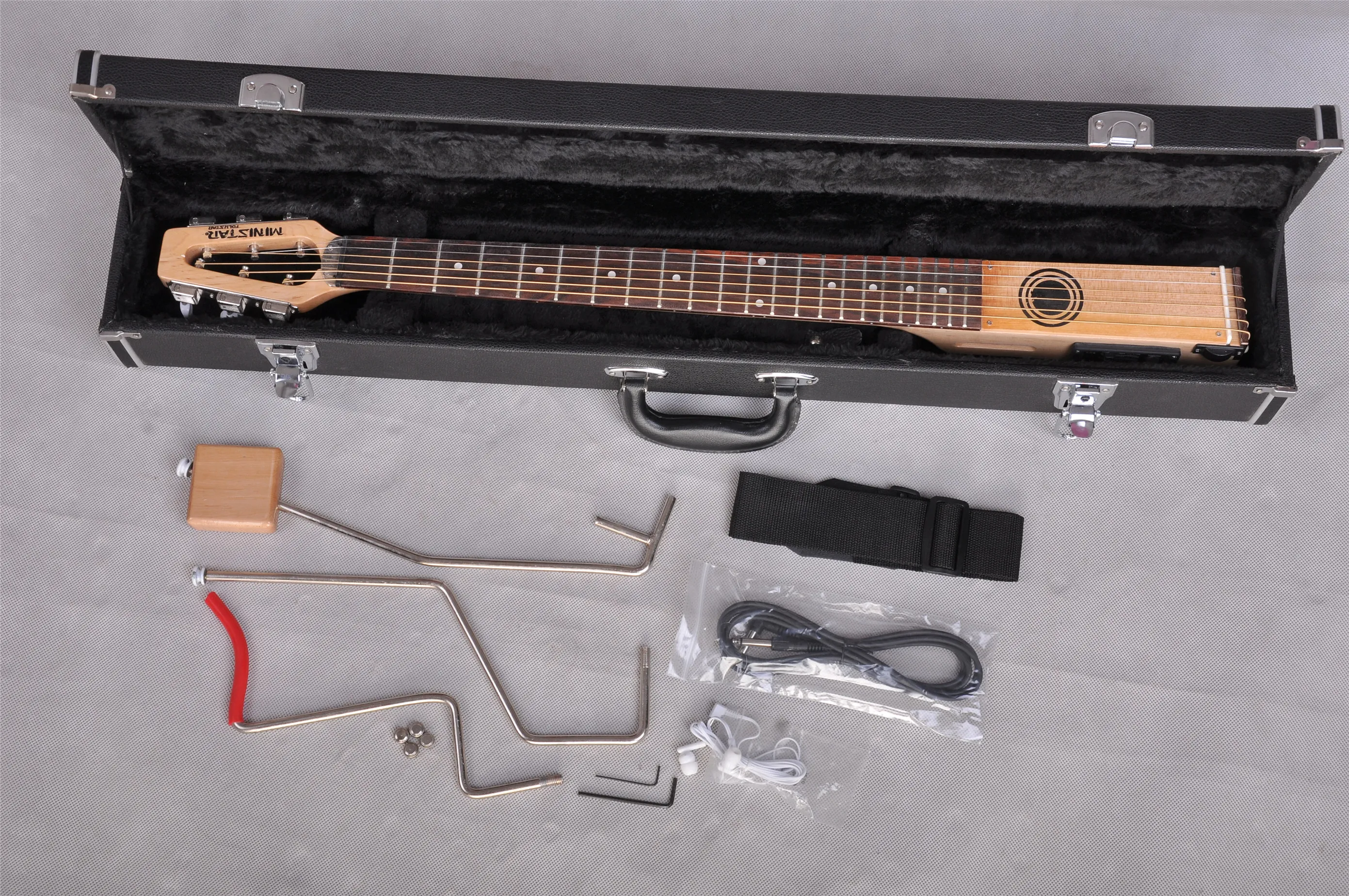 En stock mini star folkstar voyage guitare électrique avec sac de transport mini guitarhole silencieux portable4062567