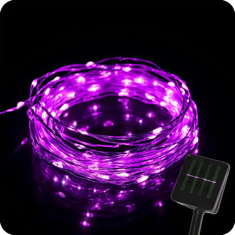 태양 LED garlands 문자열 조명 10m 33ft 100leds 구리 와이어 빛 흰색 노란색 야외 방수 요정 램프 크리스마스 장식 조명