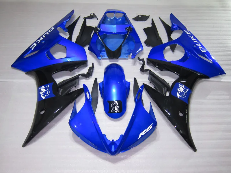 Gratis Anpassa Fairing Kit för Yamaha YZF R6 03 04 05 Blue Black Fairings Set YZF R6 2003 2004 2005 OT32