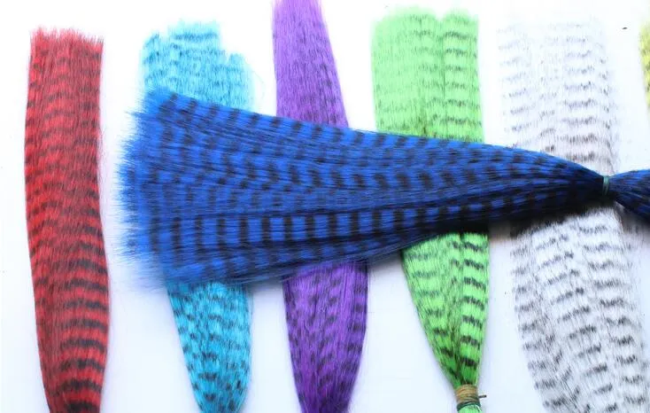 Colorful Length 16inch 40cm mix colors Synthetic Available Grizzly Loop Feather Hair Hairpiece