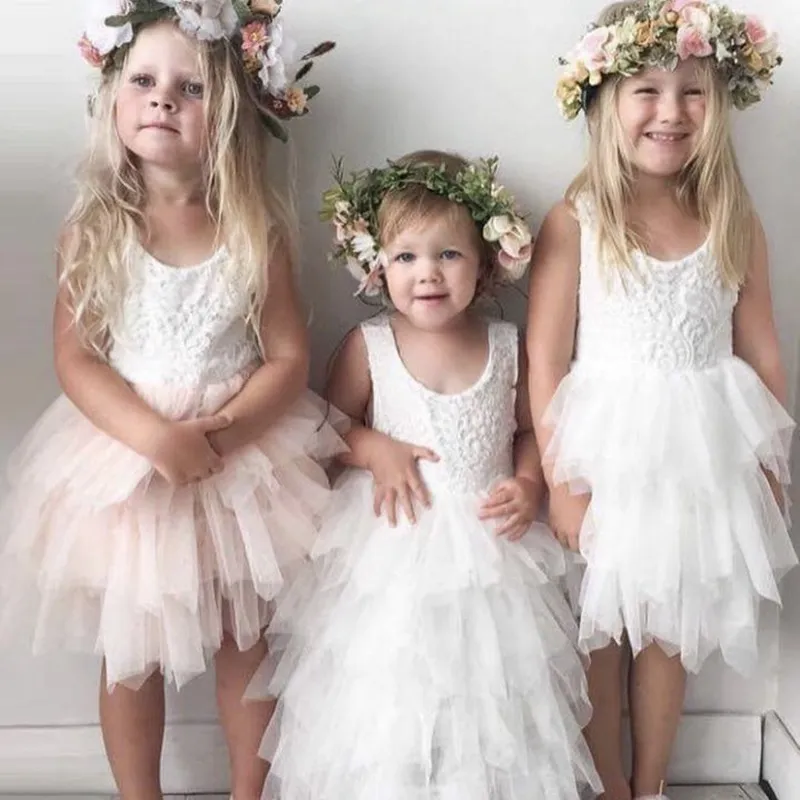 robes de fête de noël filles tutu floral coton fleur robe enfants vêtements été dentelle tutu robe mode sans manches princesse dre4290532