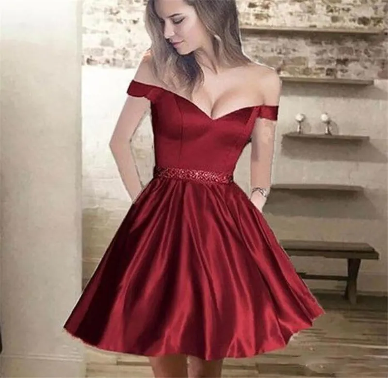 Burgundy Satin Mini Cocktail Dresses Sexy Backless Corset Short Formal Prom Party Gowns Student Homecoming dress