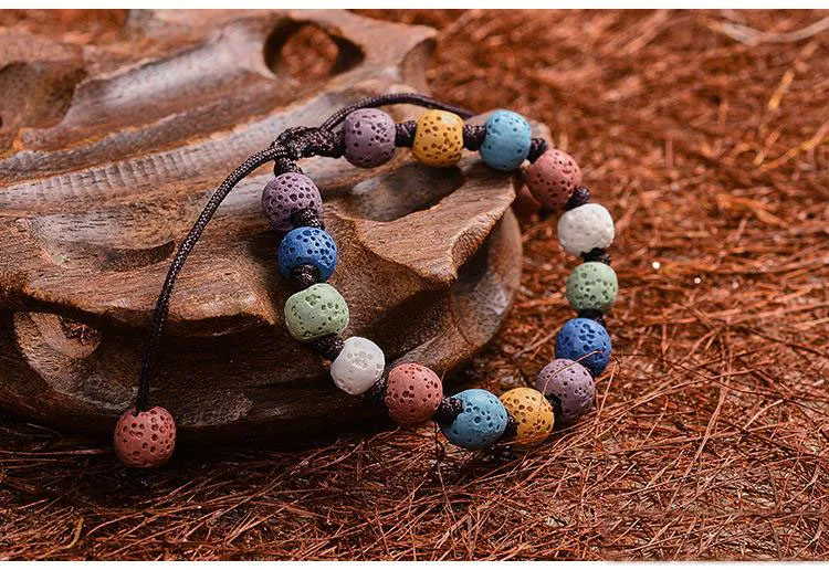 Braccialetto di perline in pietra lavica colorata boema alla moda bracciale diffusore di olio essenziale accessorio gioielli da donna