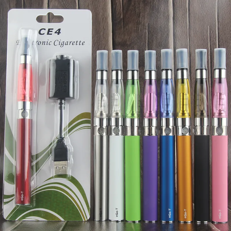 مجموعة أدوات بدء القلم EGO T CE4 Vape لمبخر السائل الإلكتروني Ecig 650mAh / 900mAh / 1100mAh السيجارة الإلكترونية Evod CE4 حزمة واحدة أطقم نفطة