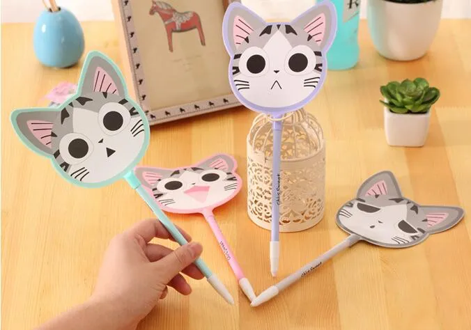 Cute Cartoon Cat Sprout Creative Fan Ballpoint Pens Wholesale Plastic Multicolor Korea Stationery G884