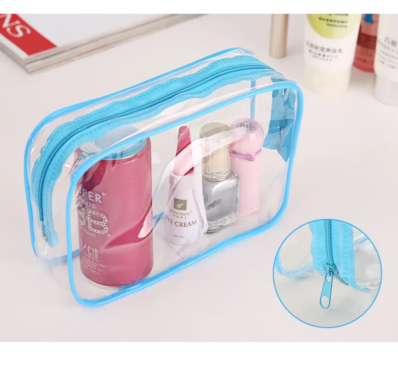 Cosmetic bags PVC transparent woman handbag air hostess travel bag 3sizes 