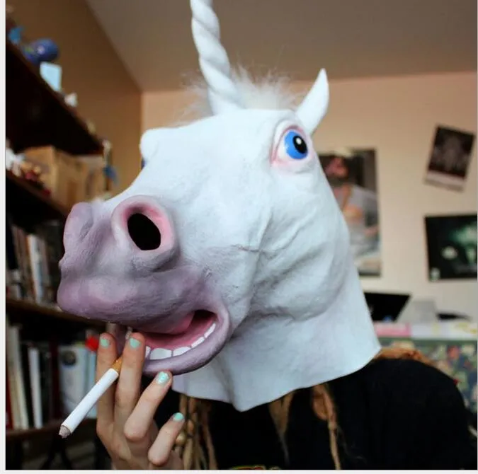 Drôle cosplay tête d'animal masque Halloween masques complets Costume de fête théâtre accessoire nouveauté Latex caoutchouc tête de cheval masques