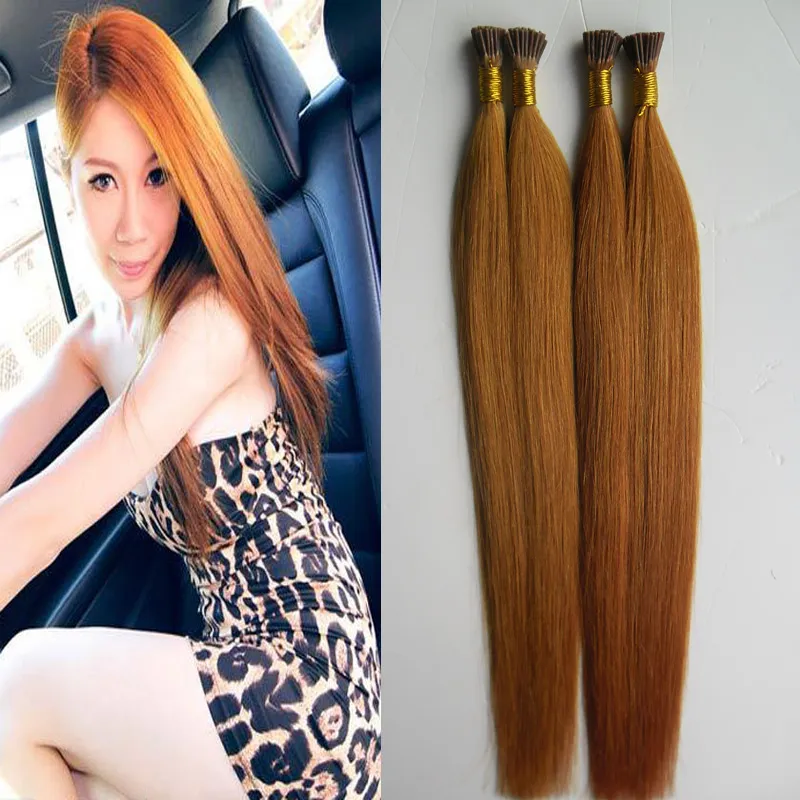 Brasilianska rakt keratin hår jag tips hårförlängningar # 350 färg keratine cheveux jungfru Jag tips hår 200g 1g / strand 200s