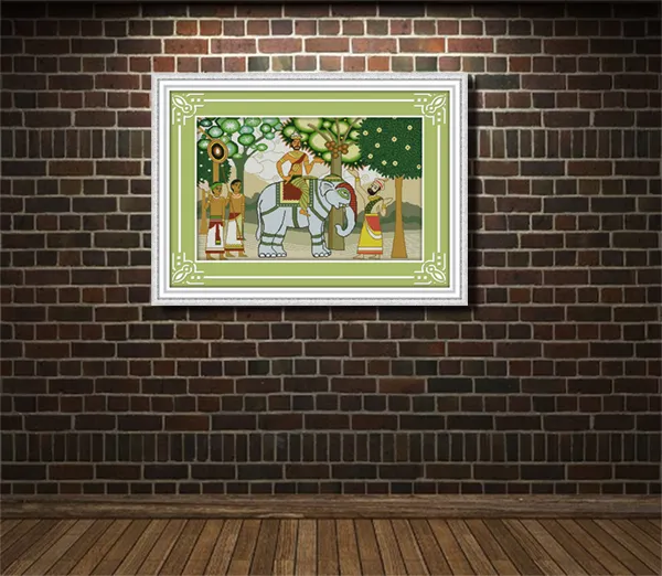 Sydasien Amorös känslor Elephant Painting, handgjorda korsstygn Hantverksverktyg Broderi Nålarbeten räknat utskrift på duk DMC 14CT / 11C