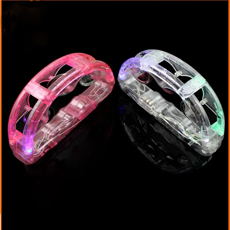 LED lampeggiante Tambourine Rattle Bell Bell Bambini accendi il giocattolo luminoso KTV Bar Decorazione Decorazione Glow Luci LED Forniture feste