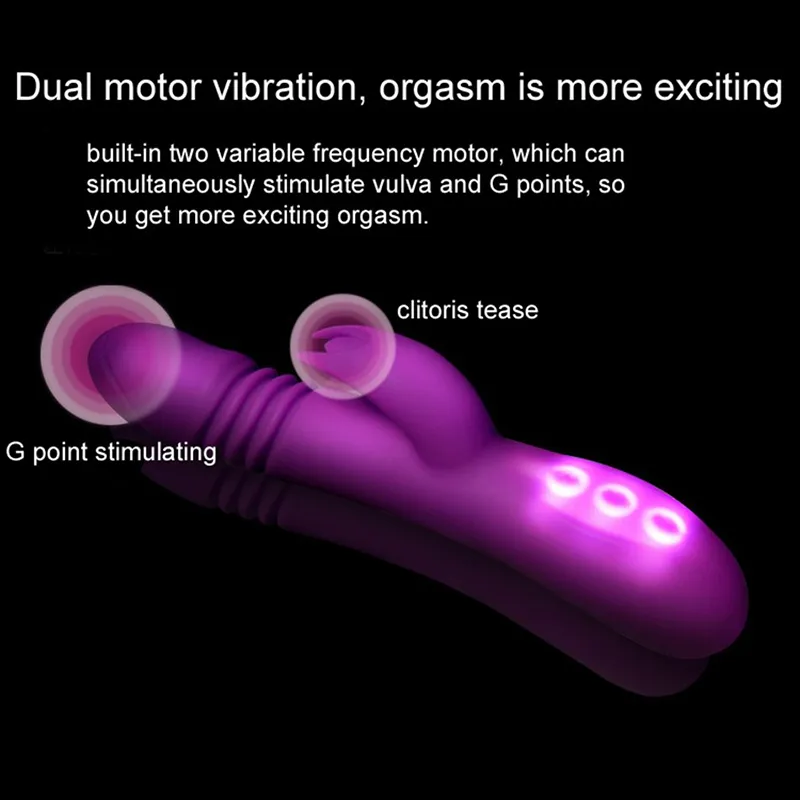 Rabbit Vibrator Massage Rod 7 Frequency Vibration 3 Telescopic Swing Rotation with Heating Function for Women Sex Toys9787724