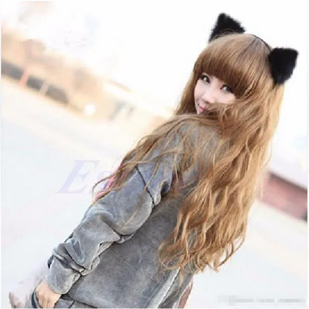 2017 Accessori capelli Ragazza Cute Cat Fox Orecchio Pelliccia lunga Fascia capelli Anime Cosplay Costume Party G3479148668