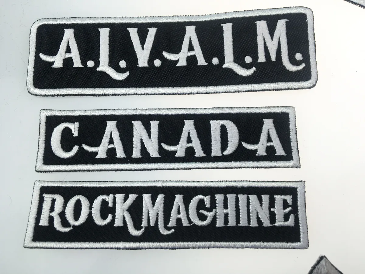 Rock Machine – Badge de motard brodé pour moto, Patch de grande taille pour dos complet de la veste, à repasser sur le gilet, patchs à bascule 194u