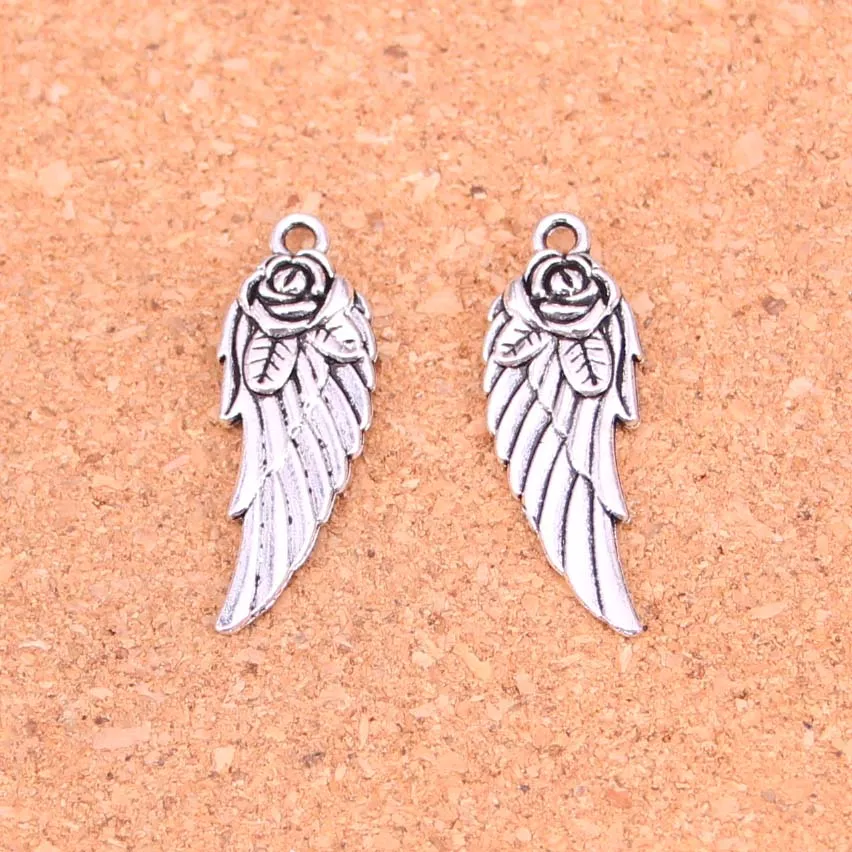 53pcs Antique Silver Plated angel wings Charms Pendants for European Bracelet Jewelry Making DIY Handmade 30*12mm