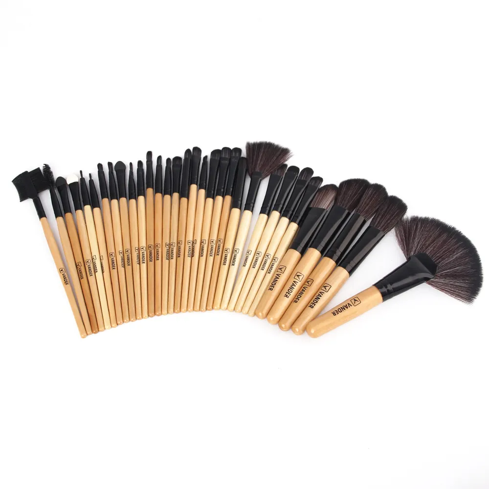 Soft 32 Pcs Professional Brush Set Vander Life Makeup Brushes Foundation Eye Face Cosmetic Make Up Brush Tool Kit with Bag