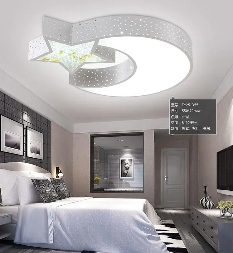 Lampe pour enfants Star Moon Plafonnier Personnalité créative Plafond de chambre à coucher pour garçon / fille Lampes à LED en cristal romantique