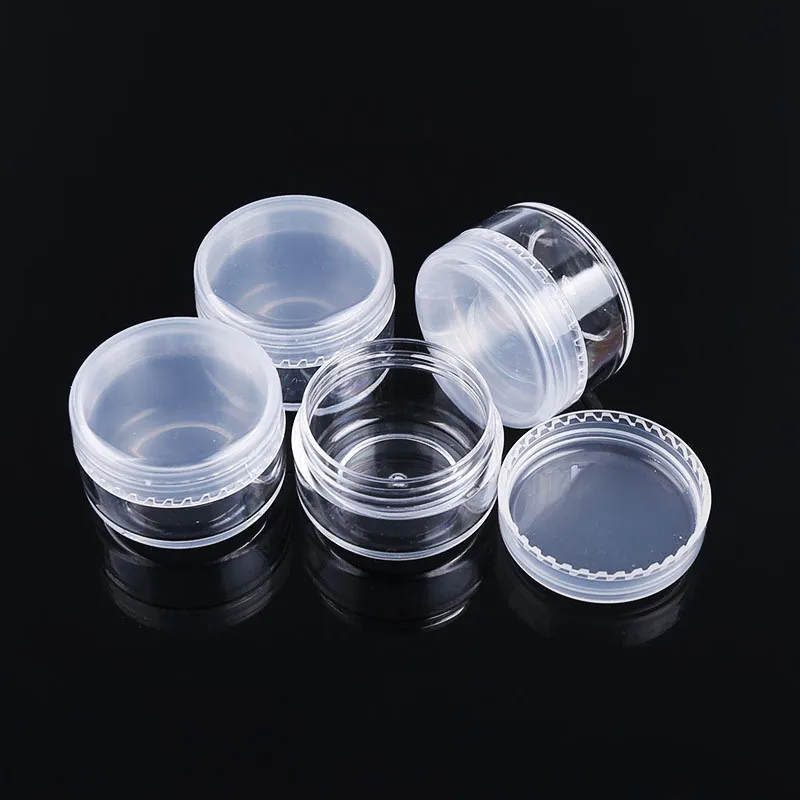 3G 5G 8G 10G 15g 20g Clear Plastic Cosmetic Container Słoiki z pokrywkami PE Kosmetyk Krem Makeup Eye Cień Paznokcie Proszek Biżuteria Butelka